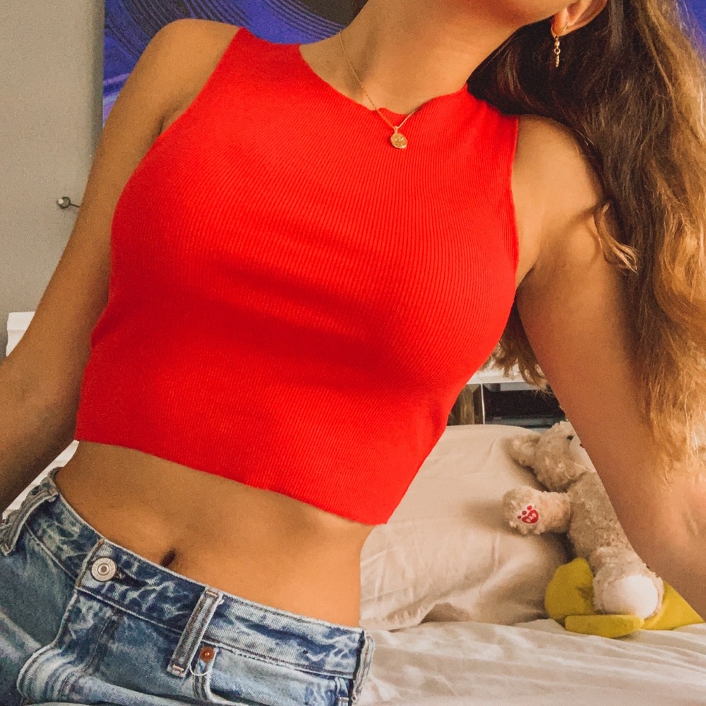 NWOT Zara red crop top